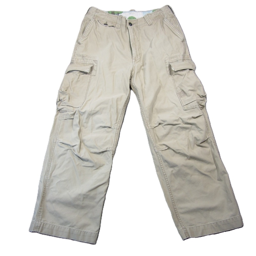 Vtg Hollister Paratrooper Cargo Pants 30R Beige‎ Utility Baggy Skater Grunge Y2k